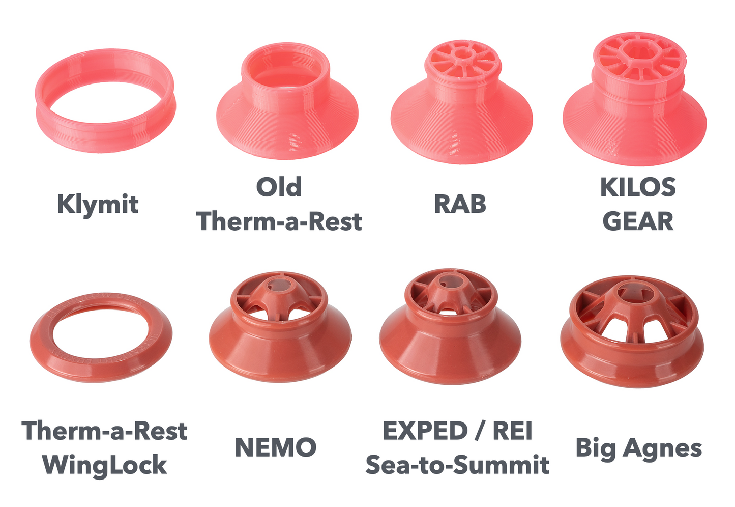 Display of 8 nozzles, included 4 expansion nozzles and 4 default/replacement nozzles